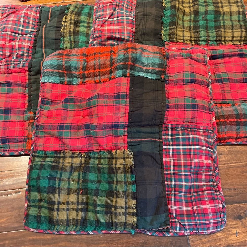Pottery Barn Set of 3 Sullivan Plaid Patchwork Quilted Euro Sham 26” Square.